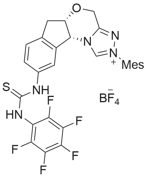 (5aS,10bR)-2-Mesityl-9-(3-(perfluorophenyl)thioureido)-5a,10b-dihydro-4H,6H-indeno[2,1-b][1,2,4]triazolo[4,3-d][1,4]oxazin-2-ium tetrafluoroborate