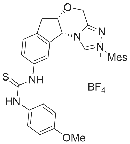 (5aS,10bR)-2-Mesityl-9-(3-(4-methoxyphenyl)thioureido)-5a,10b-dihydro-4H,6H-indeno[2,1-b][1,2,4]triazolo[4,3-d][1,4]oxazin-2-ium tetrafluoroborate