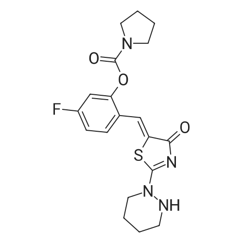 (Z)-5-Fluoro-2-((4-oxo-2-(tetrahydropyridazin-1(2H)-yl)thiazol-5(4H)-ylidene)methyl)phenyl pyrrolidine-1-carboxylate